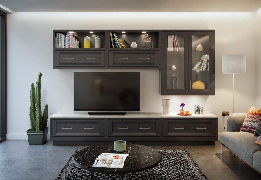Peterborough Painted Media Unit in Slate Blue & Citrus Green