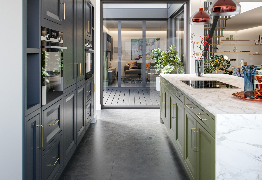 Peterborough Painted Kitchen in Slate Blue & Citrus Green