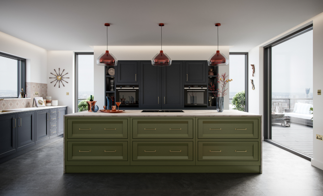 Peterborough in Slate Blue & Citrus Green Kitchen