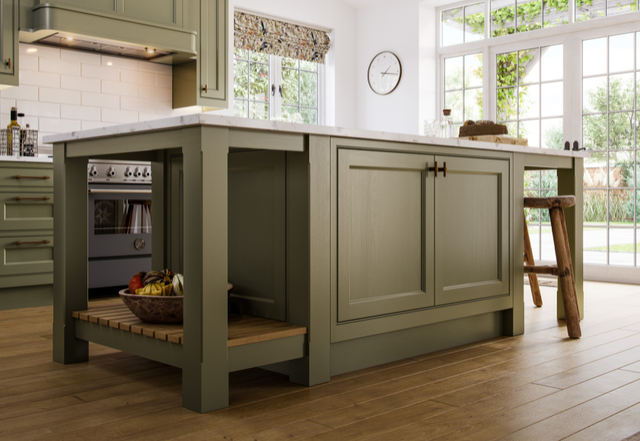 Regent Kitchen Island painted in Willow