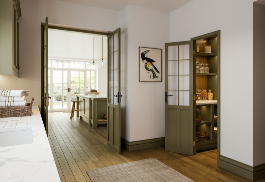 Regent Kitchen walk in pantry painted in willow