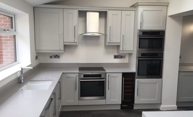 Madison Light Grey Shaker Style Kitchen in Wigan, By Portfolio Kitchens of Manchester