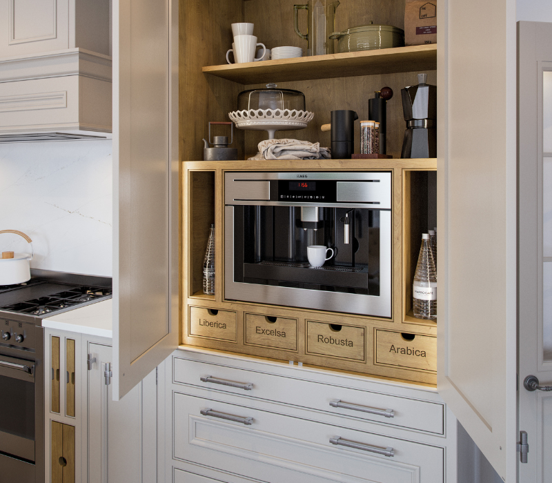 Charlotte Kitchen in Cashmere Appliance Storage 