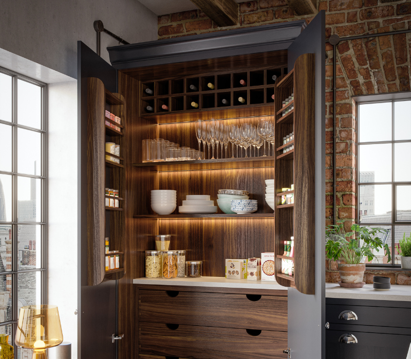 Jasper kitchen in Graphite pantry